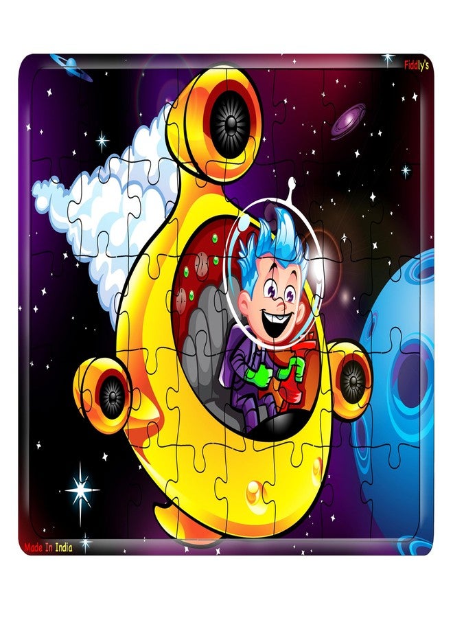 فيدلايز أحجية خشبية بدون ورق من فيدليز مكونة من 40 قطعة للأطفال من عمر 4 سنوات فما فوق، تعليمية، ذات طبقتين، مع طباعة أمامية وخلفية زاهية (بطل الفضاء ورائد الفضاء). - Image 4